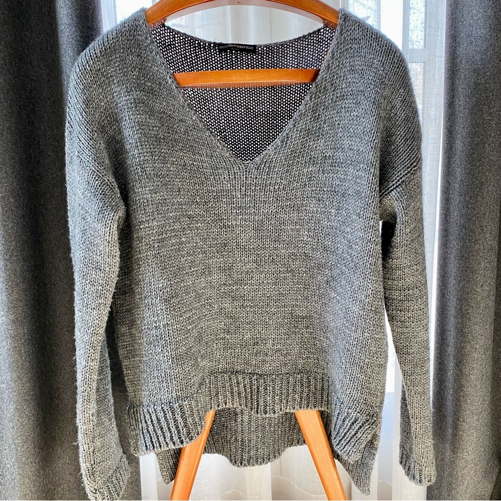 Brandy Melville sweater gray v-neck one size fits all